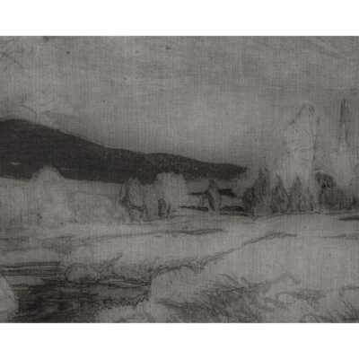 Antique Landscape - 50" X 35" - Dark Brown Floater Frame A0437 A0437 3