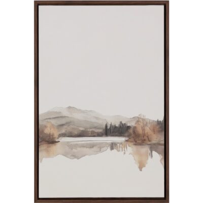 Silent Lake Ii - 20" X 30" - Brown Floater Frame