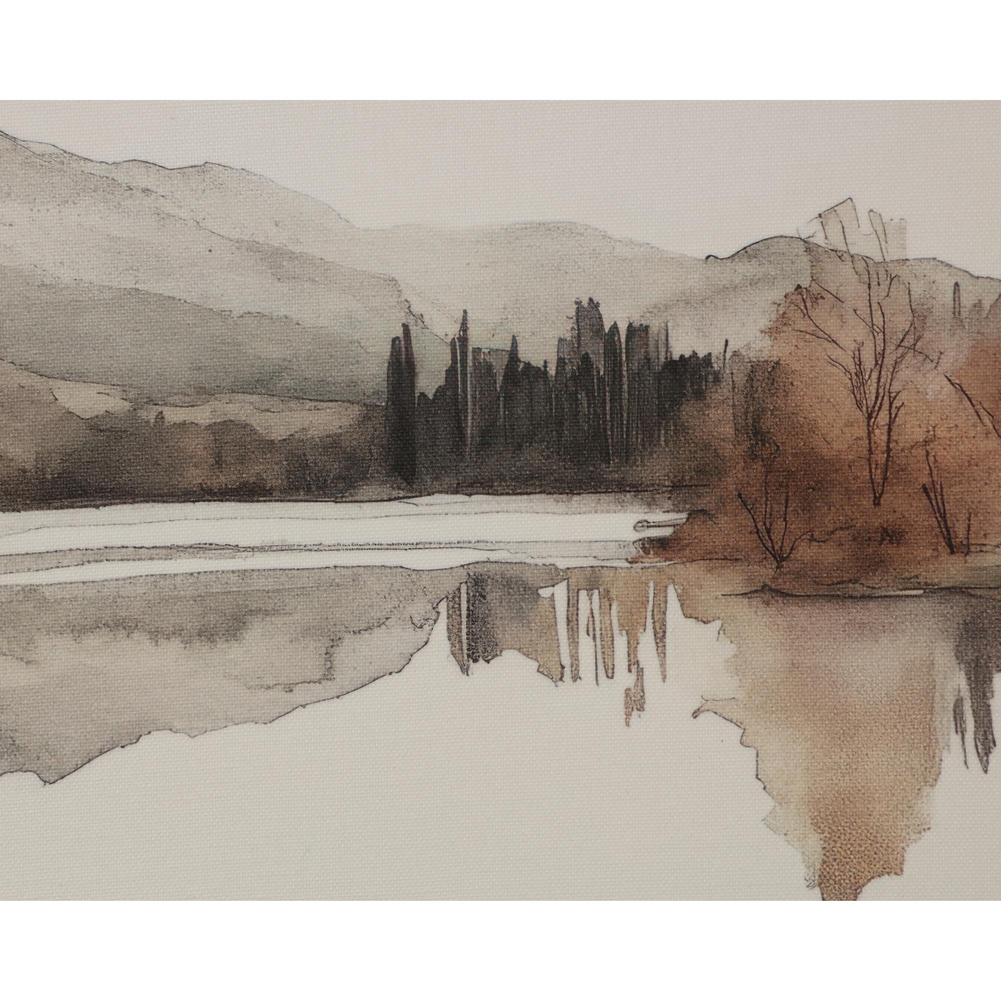 Silent Lake Ii - 20" X 30" - Brown Floater Frame 5 Silent Lake Ii - 20" X 30" - Brown Floater Frame - Image 5