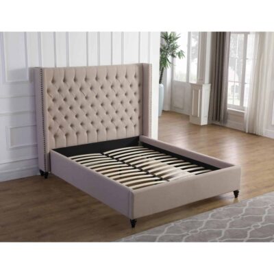 Brassex King Platform Bed B1920K-BEI B1920K BEI 3