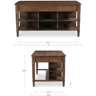 Russet Kitchen Island Brown BB-1022-03 BB 1022 03 70