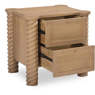 Treccia 2 Drawer Nightstand Oak BB-1031-24 BB 1031 24 Treccia diagR open shadsilo