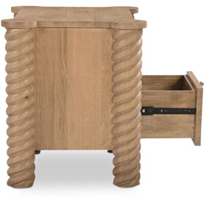 Treccia 2 Drawer Nightstand Oak BB-1031-24 BB 1031 24 Treccia side open shadsilo