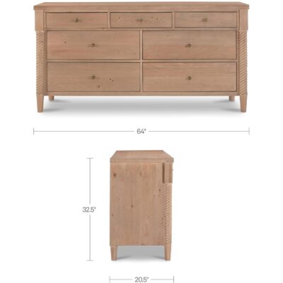 Joni 7 Drawer Dresser Natural BB-1052-24 BB 1052 24 70 dim