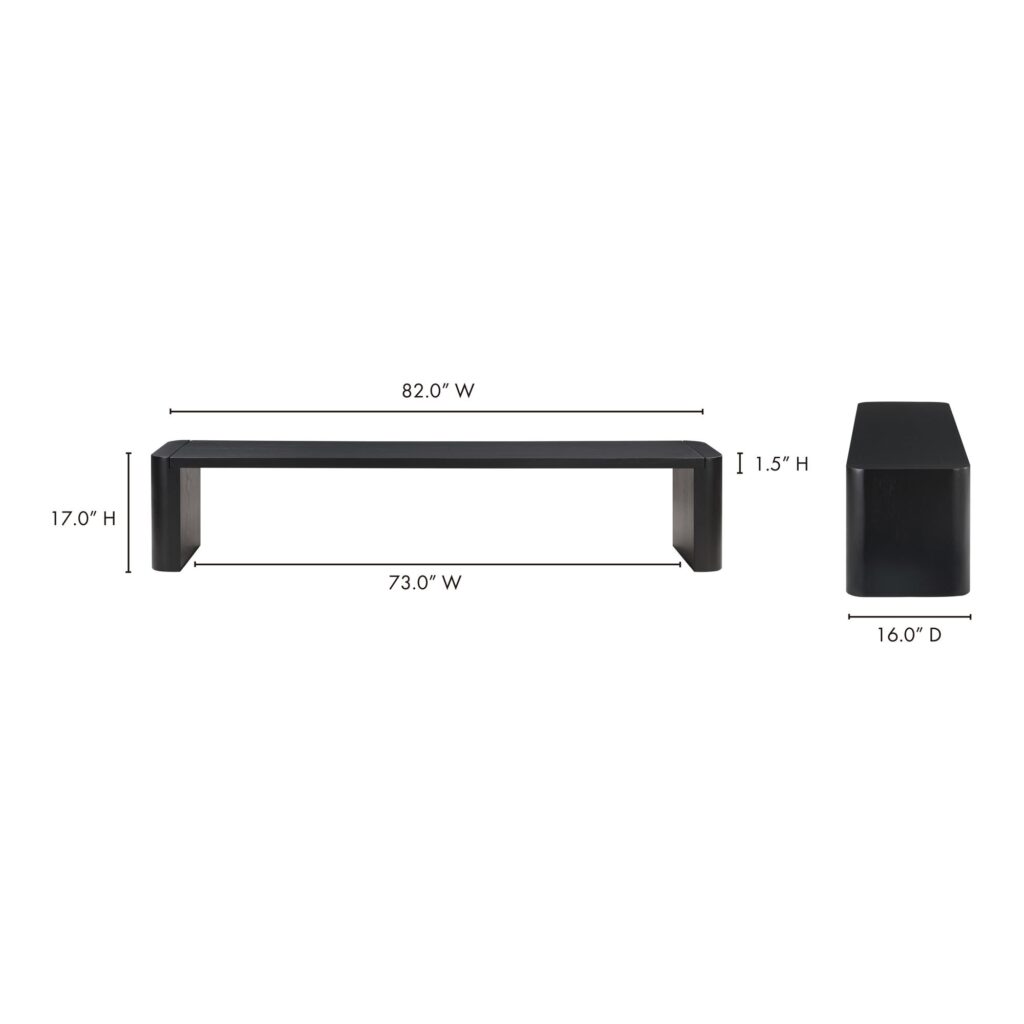 Post Large Dining Bench Black - Image 7