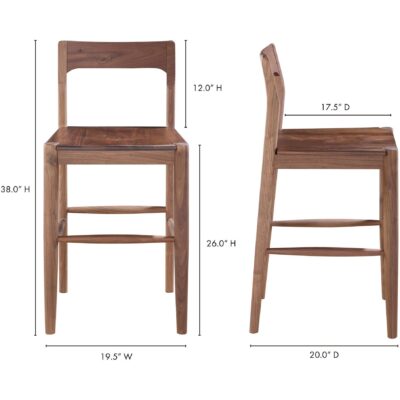 Owing Counter Stool Walnut Brown 17 Owing Counter Stool Walnut Brown BC-1124-03 BC 1124 03 70