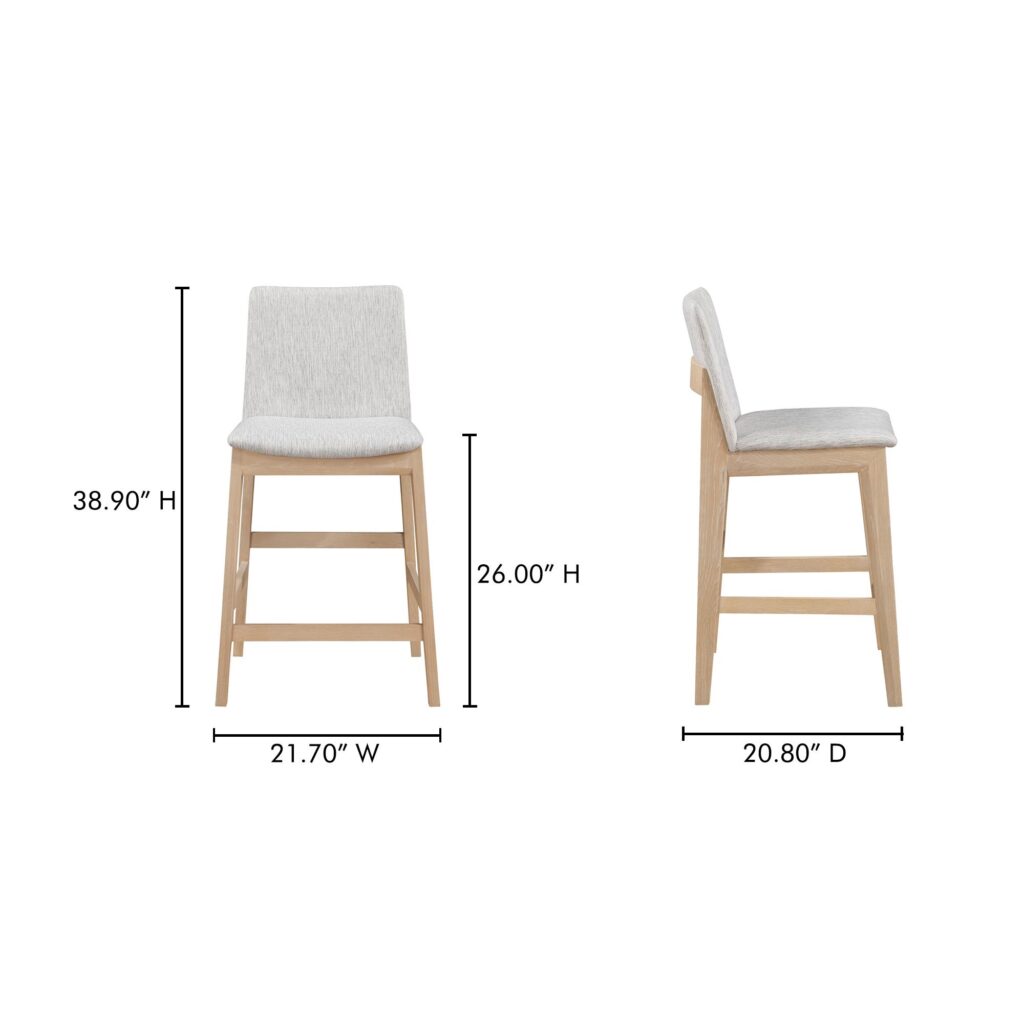 Deco Oak Counter Stool Light Grey - Image 7