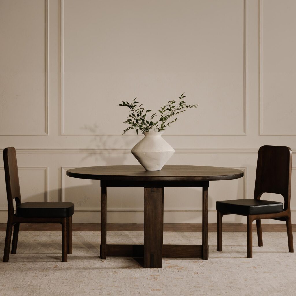 Kerr Dining Chair Walnut Stained Black Vegan Leather - Set Of Two - Image 9