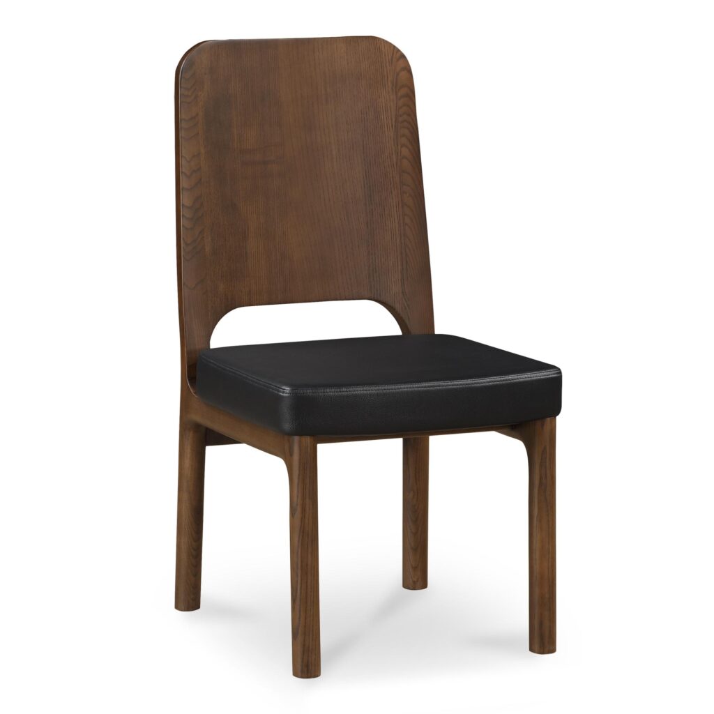 Kerr Dining Chair Walnut Stained Black Vegan Leather - Set Of Two - Image 2