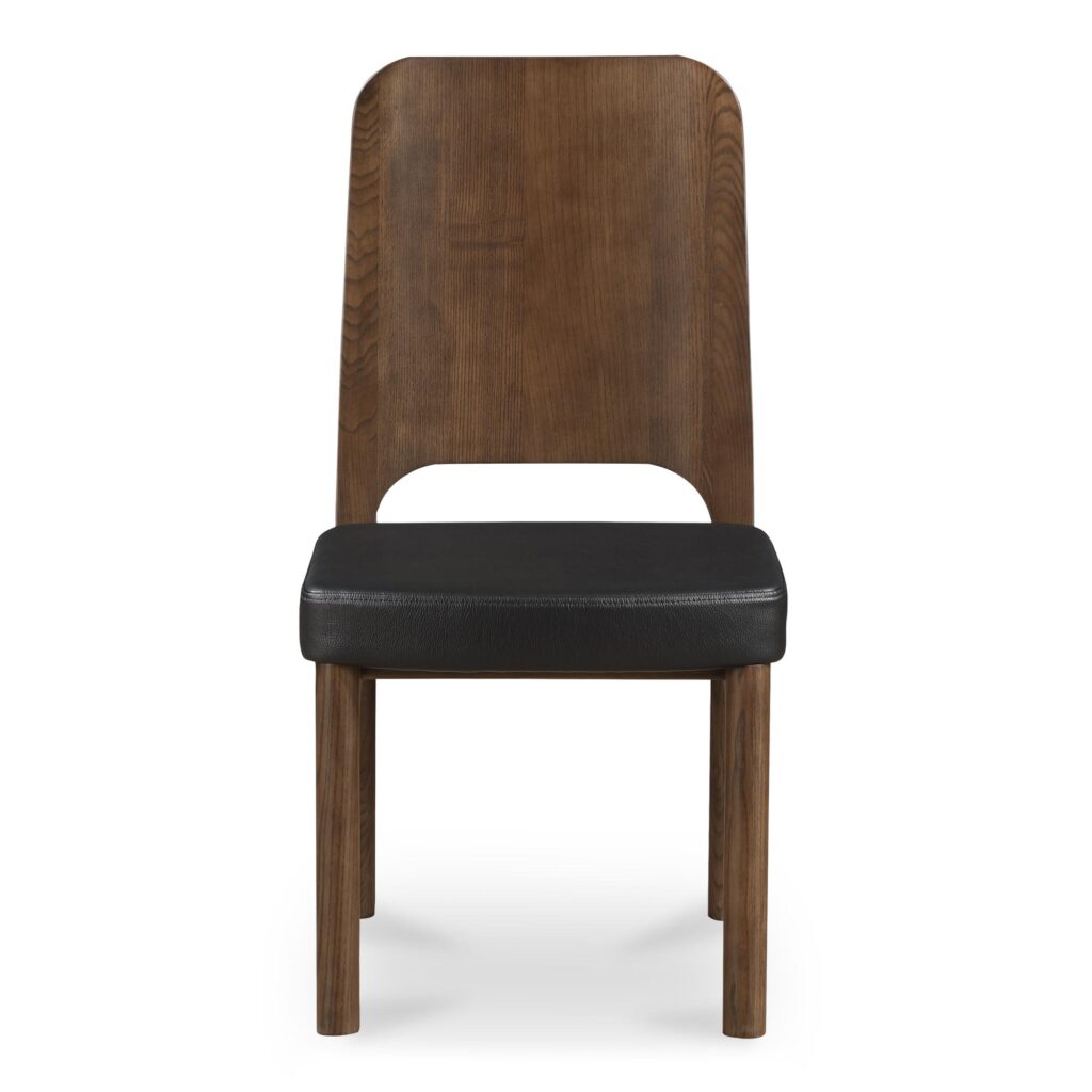 Kerr Dining Chair Walnut Stained Black Vegan Leather - Set Of Two - Image 4