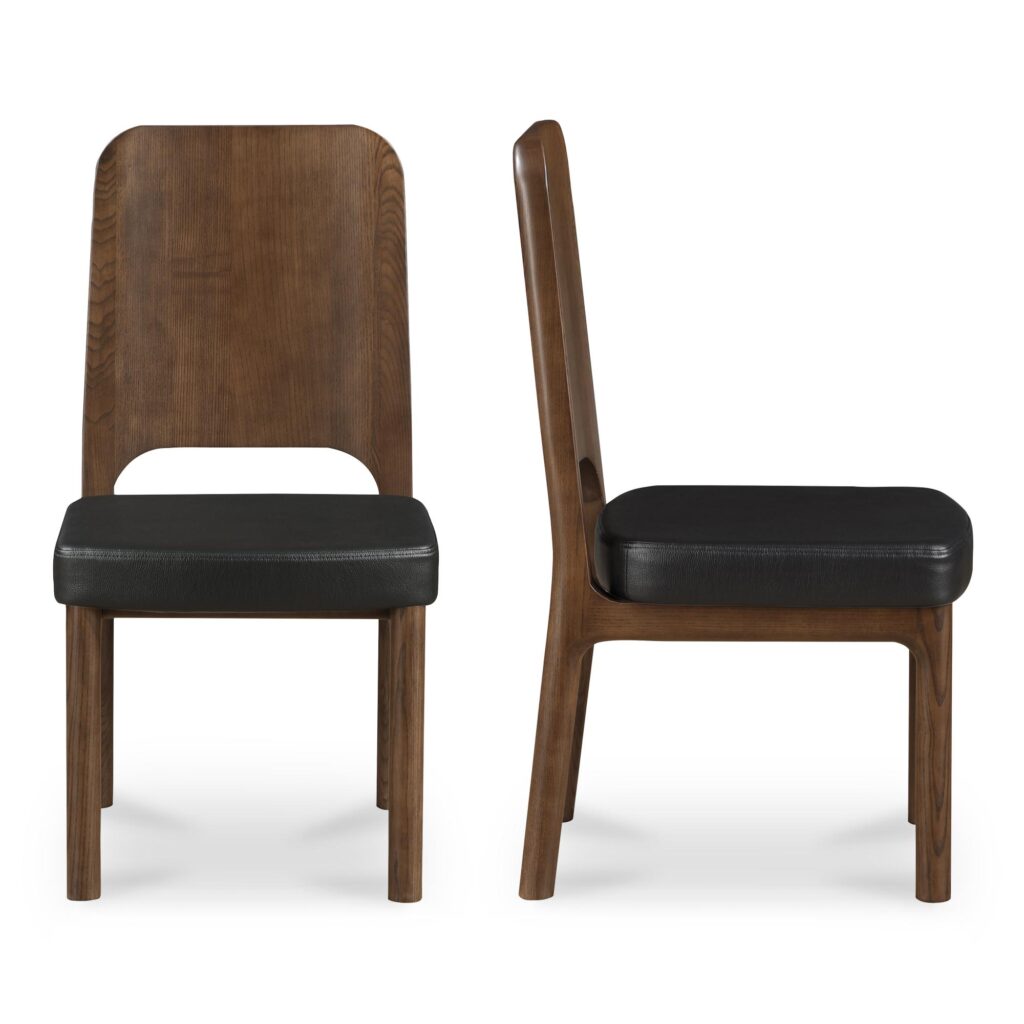 Kerr Dining Chair Walnut Stained Black Vegan Leather - Set Of Two - Image 3