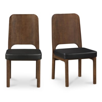 Kerr Dining Chair Walnut Stained Black Vegan Leather - Set Of Two