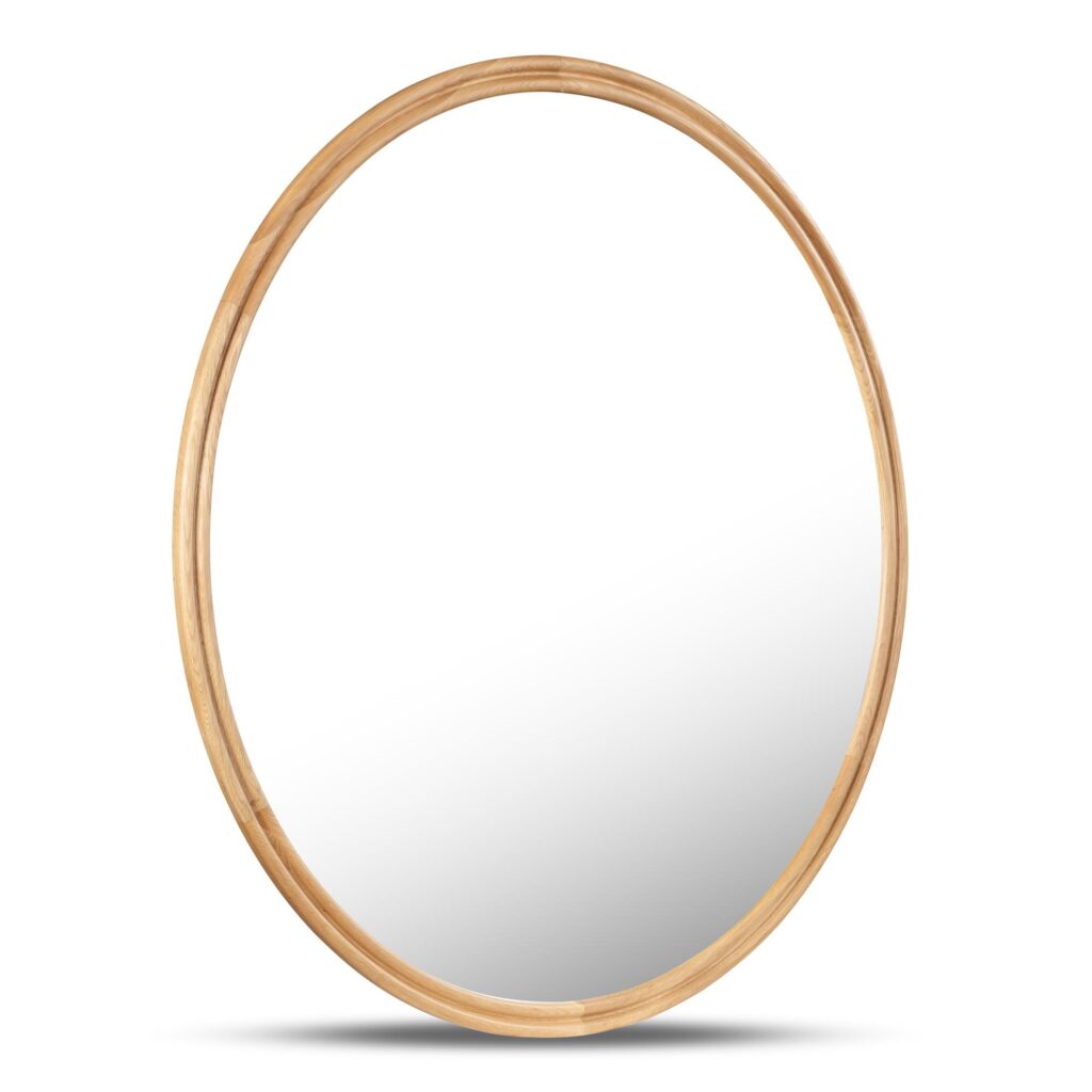 Alcott Round Mirror Small Oak - Image 2