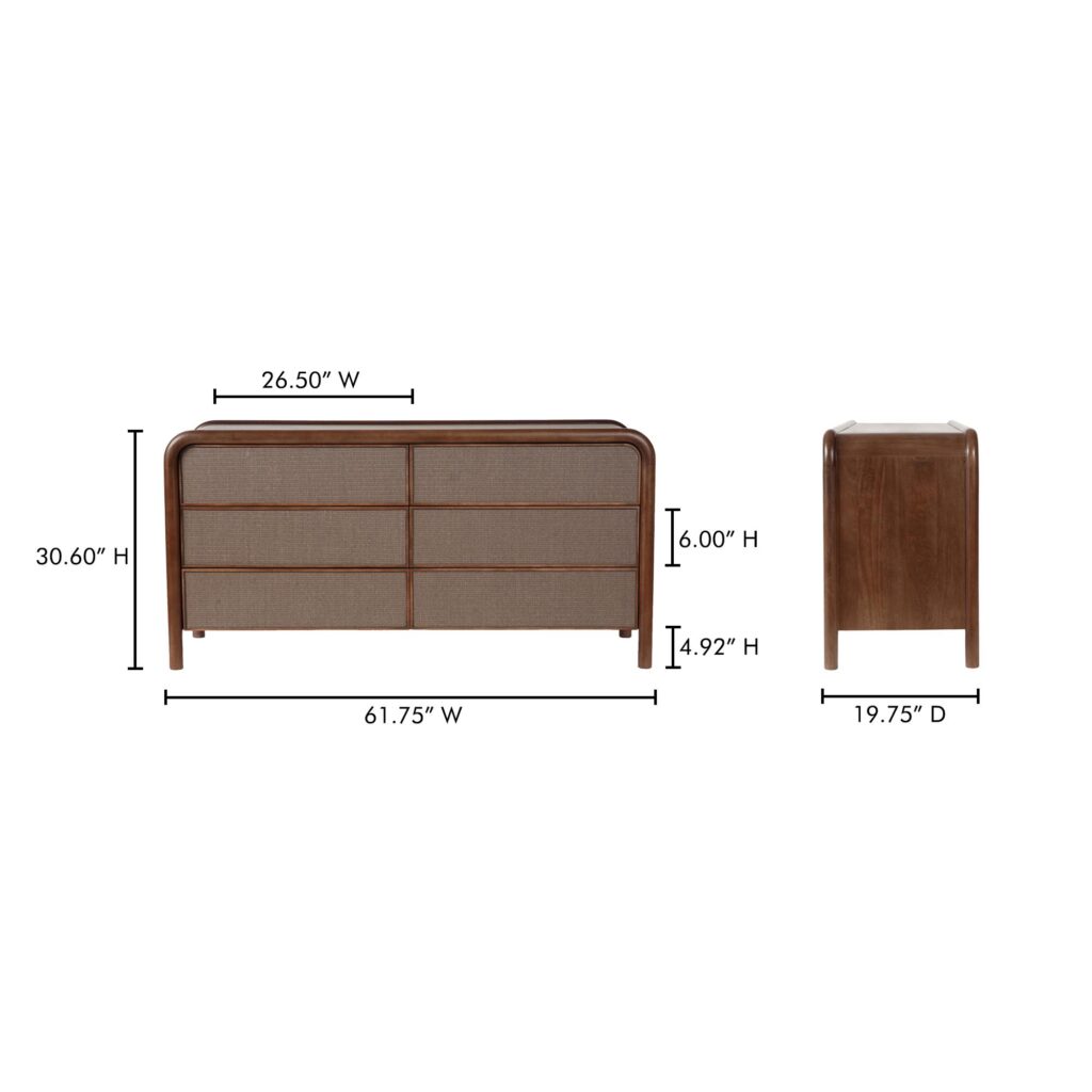 Rye 6 Drawer Dresser Warm Brown - Image 11