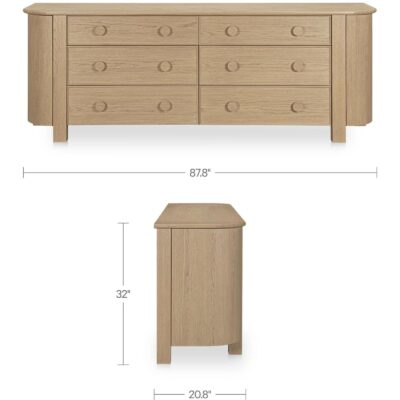 Loren 6 Drawer Dresser Natural 5 Loren 6 Drawer Dresser Natural EF-1018-24 EF 1018 24 70 dim