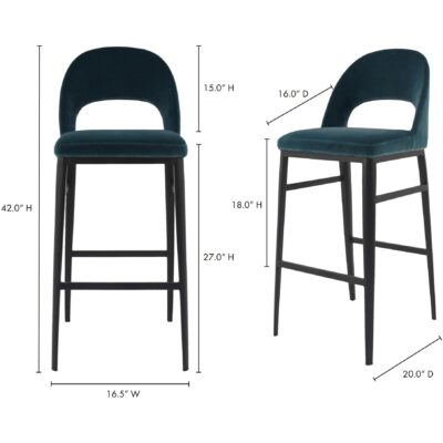 Roger Barstool Teal Velvet EJ-1037-36 EJ 1037 36 70