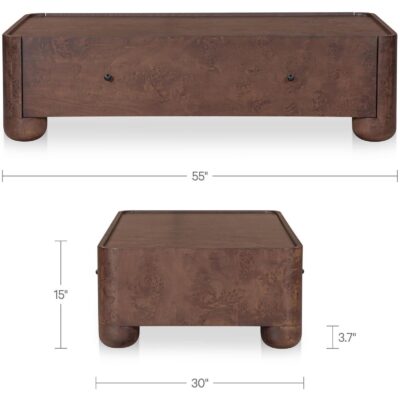 Gibson Coffee Table Burl 5 Gibson Coffee Table Burl FC-1022-20 FC 1022 20 70 dim
