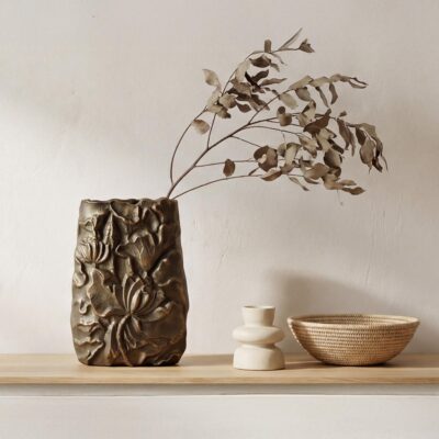 Sabine Cast Aluminum Vase Antique Brass FI-1133-51 FI 1133 51 00