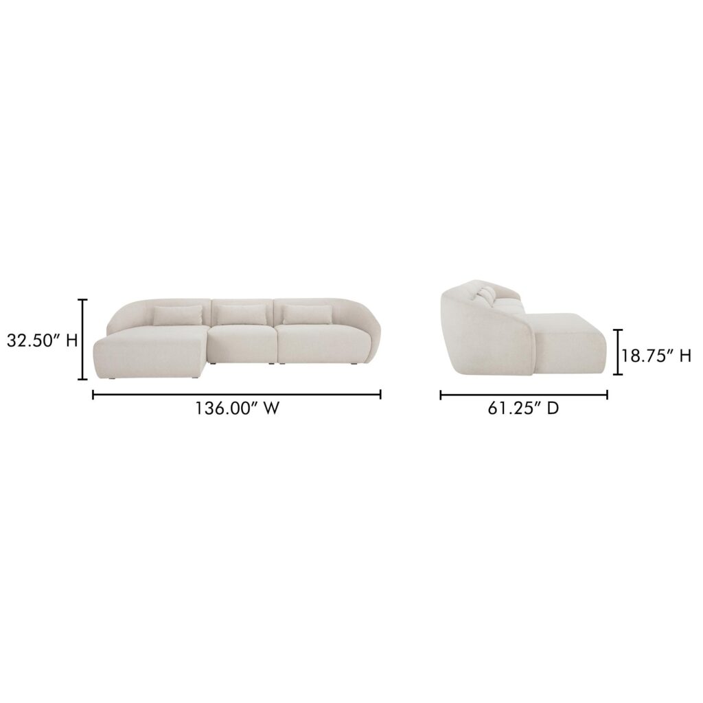 Amelia Lounge Modular Left Sectional Warm White - Image 11