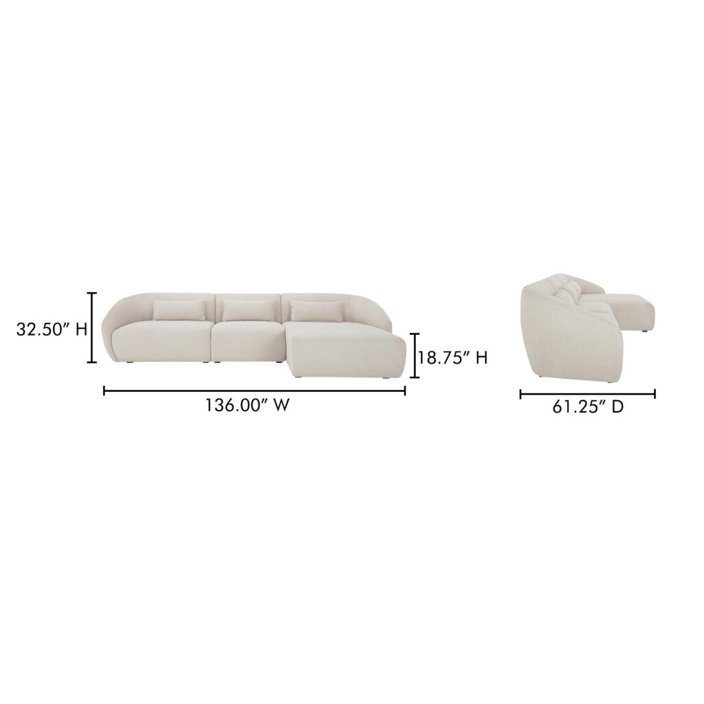 Amelia Lounge Modular Right Sectional Warm White - Image 11