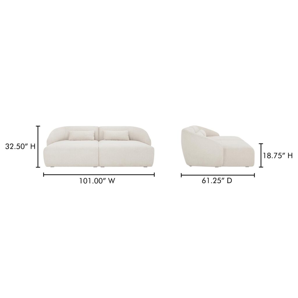 Amelia Double Chaise Modular Sectional Warm White - Image 9