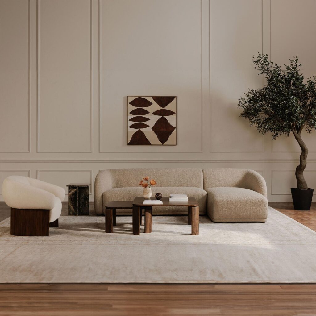 Faye Right Sectional Beige Boucle - Image 8