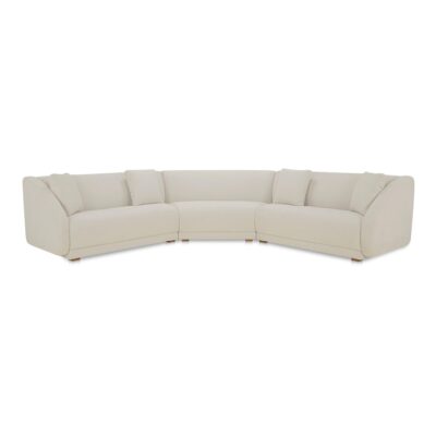 Fraser 3 Piece Modular Sectional with Wedge Slipper White
