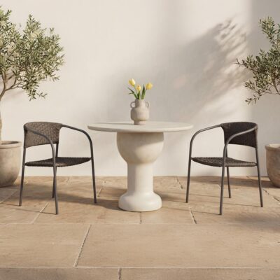 Zola Outdoor Dining Chair Dark Brown - Set of Two GE-1009-20 GE 1009 20 01