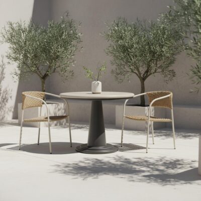Zola Outdoor Dining Chair Natural - Set of Two GE-1009-24 GE 1009 24 00