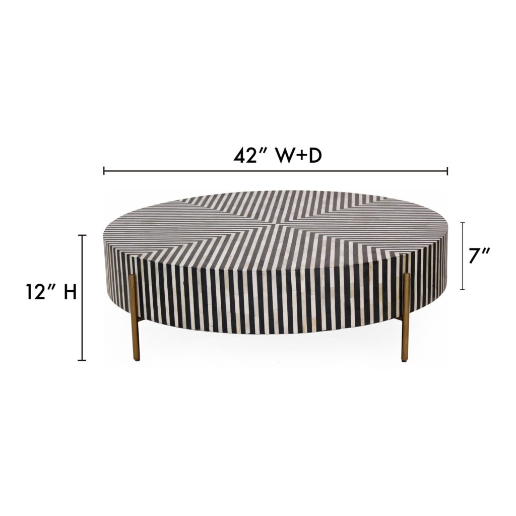 Chameau Medium Coffee Table Black and White - Image 7
