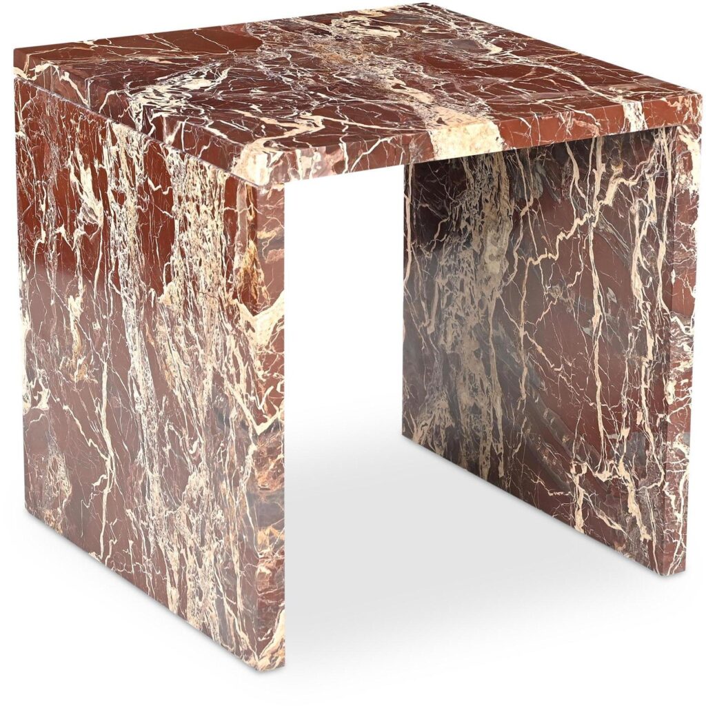 Rosa Accent Table Rosso Levanto Marble - Image 2