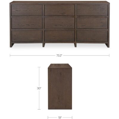 Jenson 9 Drawer Dresser Brown HN-1006-03 HN 1006 03 70 dim
