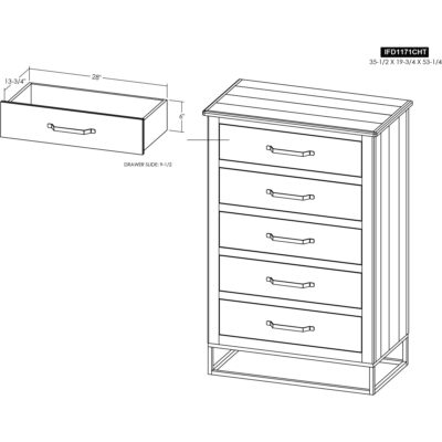 Natural Teca 5 Drawer Chest IFD1171CHT IFD1171CHT 07