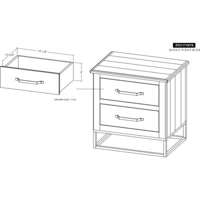 Natural Teca 2 Drawer Nightstand IFD1171NTS IFD1171NTS 08