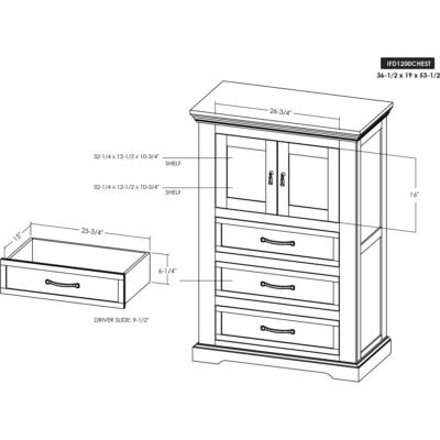 Madeira 3 Drawer 2 Door Chest IFD1200CHEST IFD1200CHEST 07