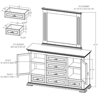 Desire 6 Drawer & 2 Door Dresser 21 Desire 6 Drawer & 2 Door Dresser IFD1302DSR IFD1302DSR 11