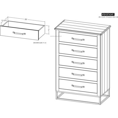 Teak 5 Drawer Chest IFD1371CHT IFD1371CHT 09
