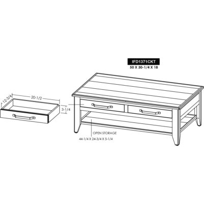 Teak 4 Drawer 1 Shelf Cocktail Table IFD1371CKT IFD1371CKT 07