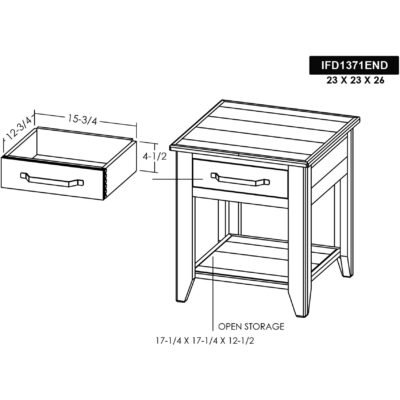Teak 1 Drawer 1 Shelf End Table IFD1371END IFD1371END 07