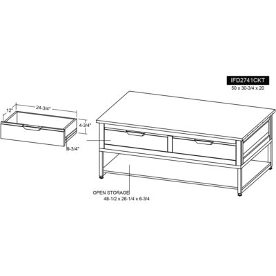 Dark Mita 4 Drawer 1 Shelf Cocktail Table IFD2741CKT IFD2741CKT 07