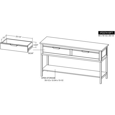 Dark Mita 2 Drawer 1 Shelf Sofa Table IFD2741SFT IFD2741SFT 06