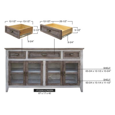 Sahara 3 Drawer 4 Glass Door Console 19 Sahara 3 Drawer 4 Glass Door Console IFD2951CNSBN IFD2951CNSBN 10