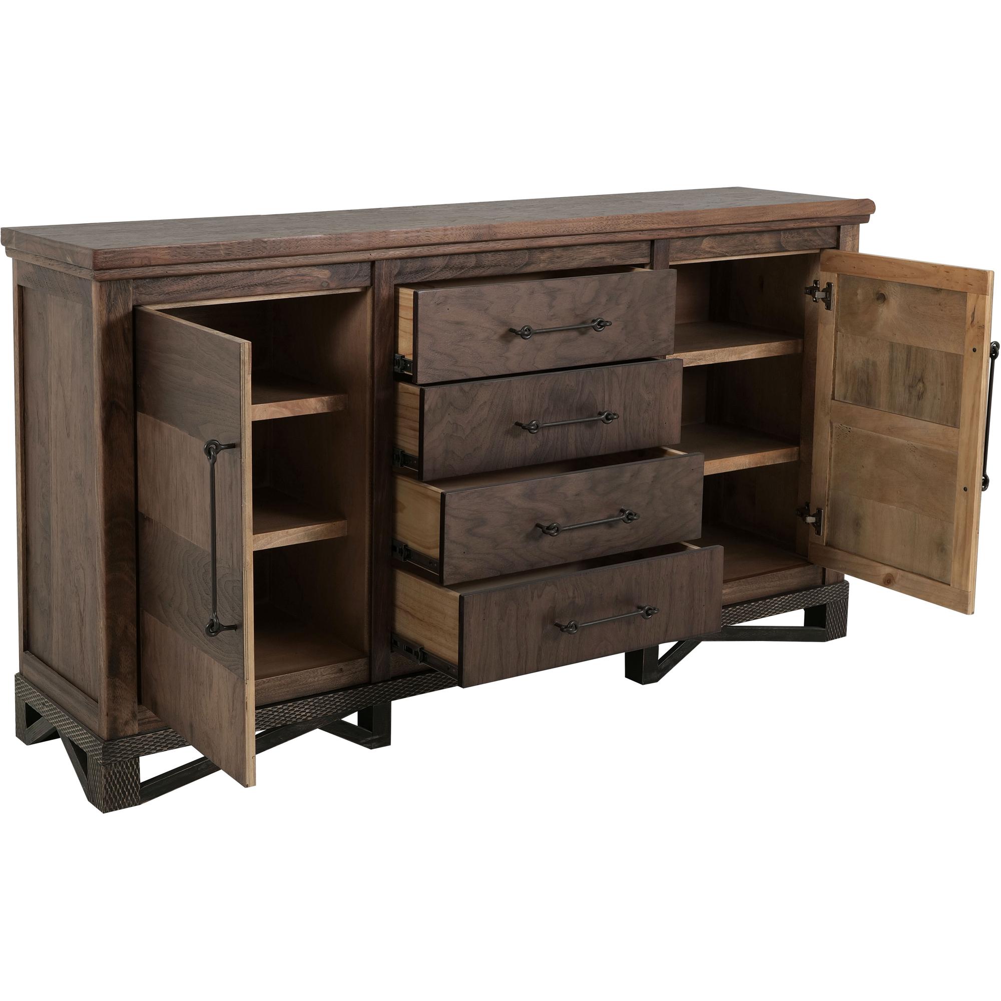Walnut 4 Drawer & 2 Door Console 3 Walnut 4 Drawer & 2 Door Console - Image 3
