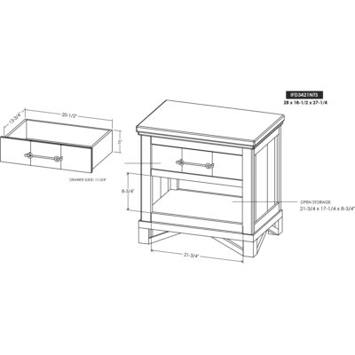 Walnut 1 Drawer 1 Shelf Nightstand IFD3421NTS IFD3421NTS 09