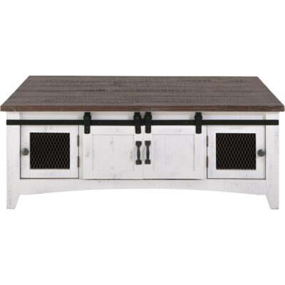 Pueblo 2 Sliding Doors 2 Metal Mesh Doors Cocktail Table IFD360CKTL-W IFD360CKTL W 02