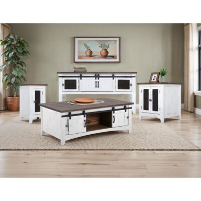 Pueblo 2 Sliding Doors 2 Metal Mesh Doors Cocktail Table IFD360CKTL-W IFD360CKTL W 05