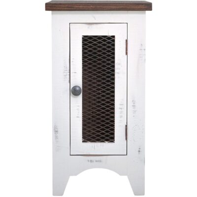 Pueblo 1 Metal Mesh Door Chairside Table IFD360CST-W IFD360CST W 03