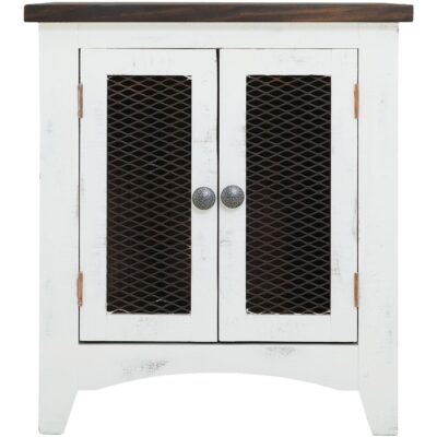 Pueblo 2 Metal Mesh Doors End Table