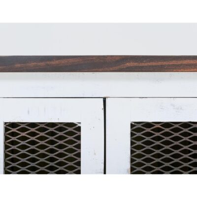 Pueblo 2 Metal Mesh Doors End Table IFD360END-W IFD360END W 05