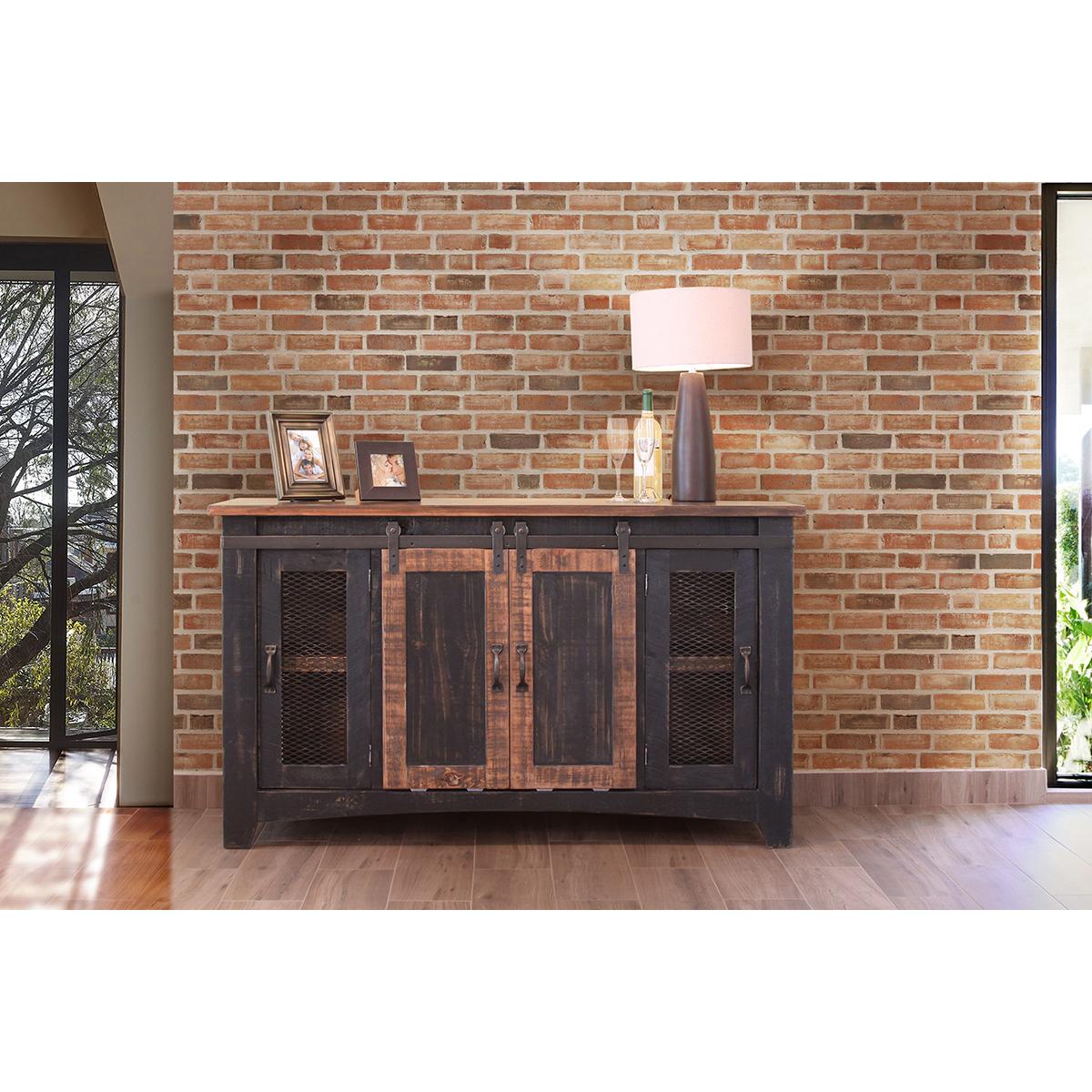 Pueblo 2 Sliding Doors 2 Mesh Doors 60" TV Stand 2 Pueblo 2 Sliding Doors 2 Mesh Doors 60" TV Stand - Image 2